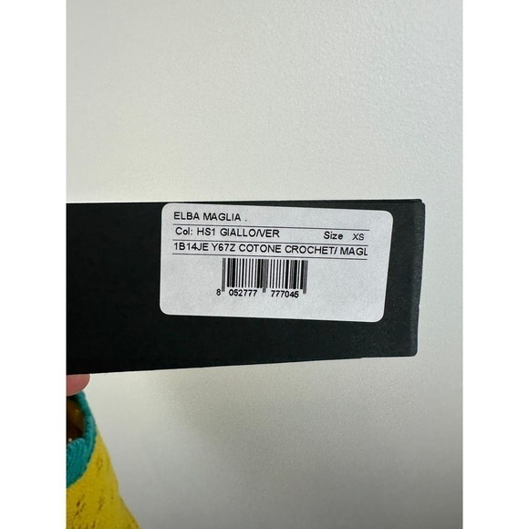 NWT PINKO Teal and Mustard Knit Short Sleeve Sweater Top XS - Picture 8 of 9